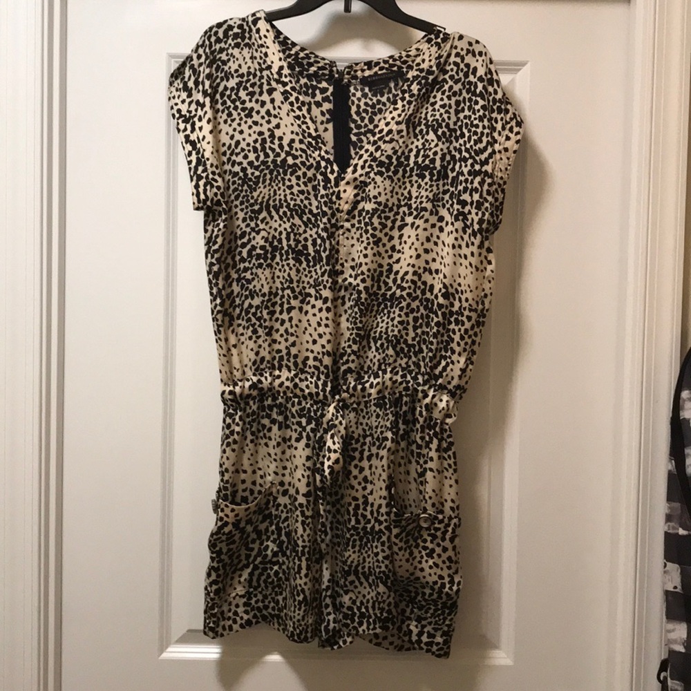 BCBG Maxazria leopard romper with pockets